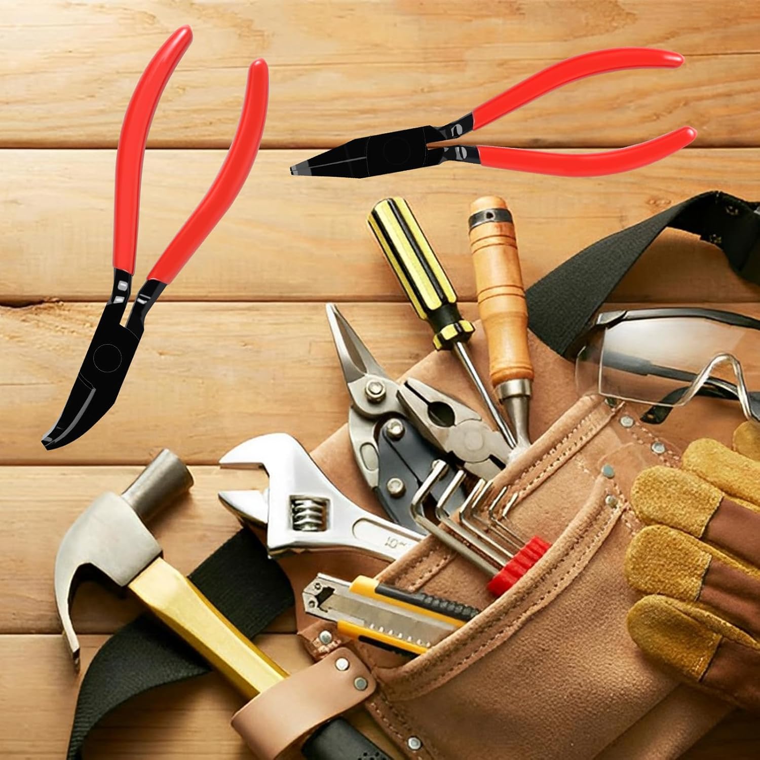2Pcs Sheet Metal Hand Seamer, Metal Sheet Bender Plier, Premium Metal Sheet Straight Plier, Mini Straight, 45° Bending Sheet Metal Tool with Anti-Slip Handle for Metal Sheet
