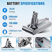 Vista 2 de Reemplazo de 7000 mAh para batería Dyson V10 SV12 7-Cell 206340 Batería compatible con V10 Animal V10 Absolute Fluffy Motorhead SV12 Aspiradora
