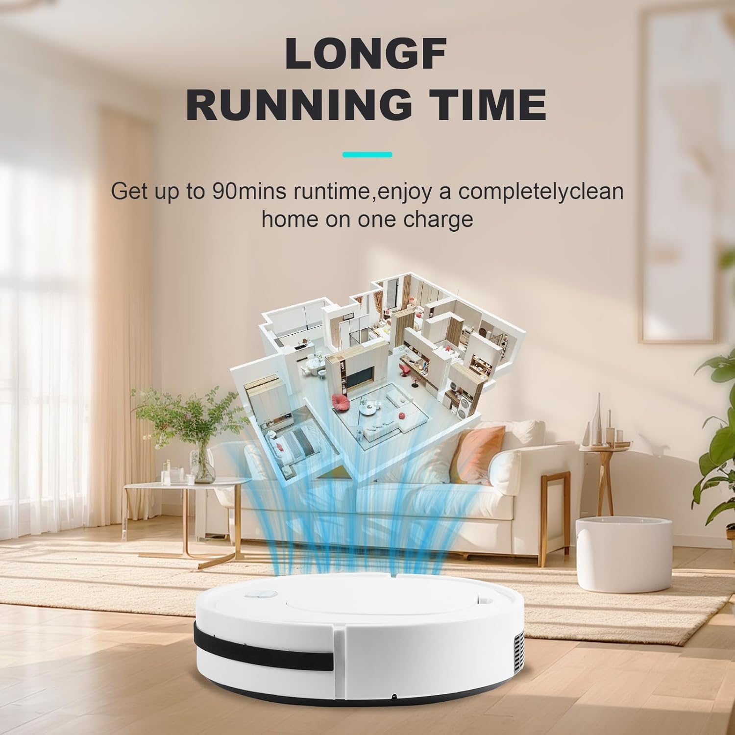 Robot Vacuum Cleaner with Automatic dust Collection Base,Strong Suction,Robot Vacuum Cleaner and Mop Combo, 3-in-1 Vacuum,Intelligent Navigation Obstacle Avoidance,Suitable for pet households,White