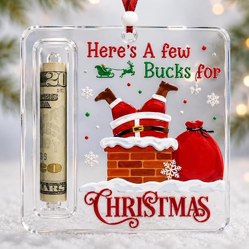 Christmas Cash Gift Ornament, Acrylic Christmas Money Holder，Santa