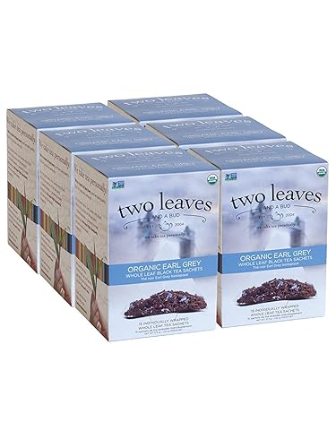 Miniatura 9 de Two Leaves and a Bud Bolsas de té Earl Grey orgánico, té negro con cafeína de hoja entera en sobres compostables, té negro con cafeína saborizado