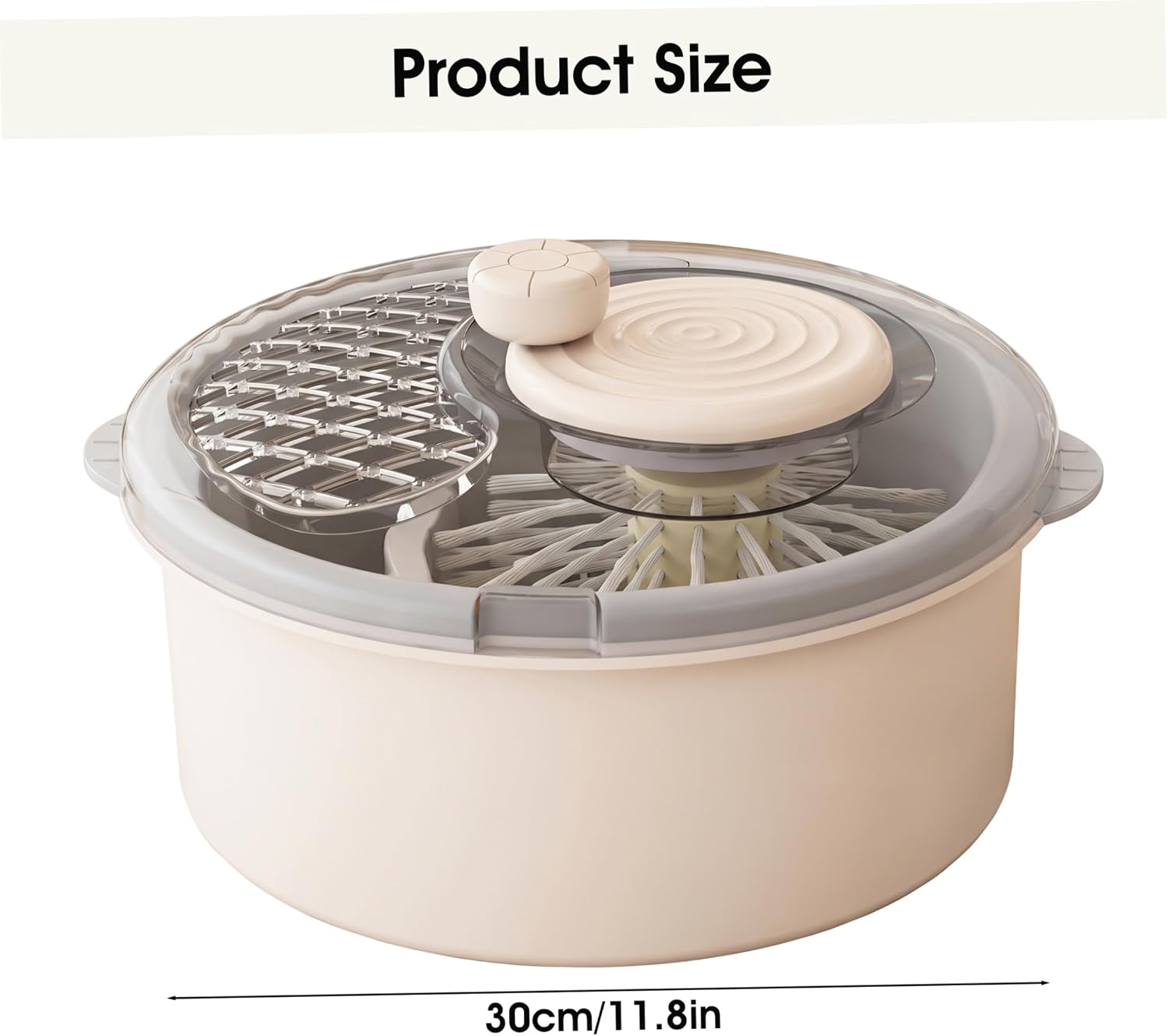 Fruit Cleaner Spinner & Vegetable Washer, Hand-Cranked, White