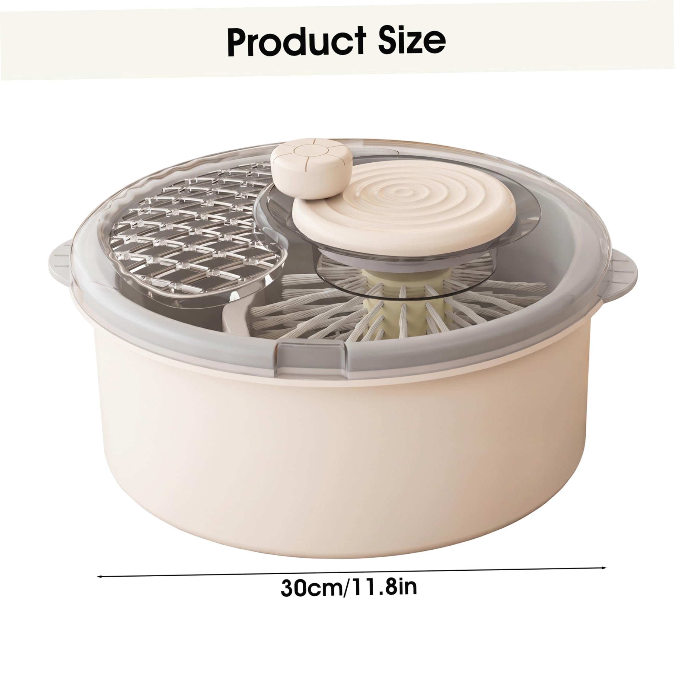 Produce Reinigungsgerät und Salatschleuder, handgekurbelt, weiß