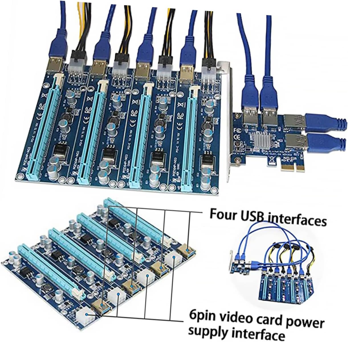 Pci-e Adapter USB Ports Pci-e Extender Card Riser Cable Pcie USB Extender for Computer