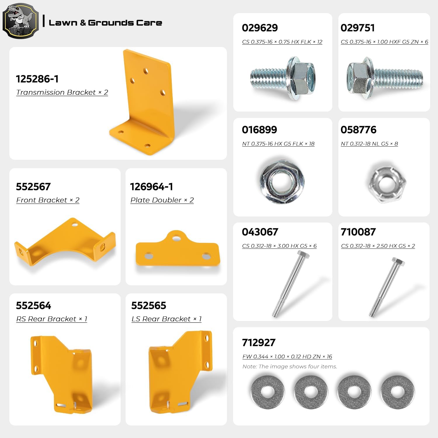 Upgraded 125255 Hydro Transmission Brackets Kit for Hustler Zero-Turn Mowers - New Thicker Brackets with Hardware, Includes 552564, 552565, 552566, 552567, OE Replacement Service Kit