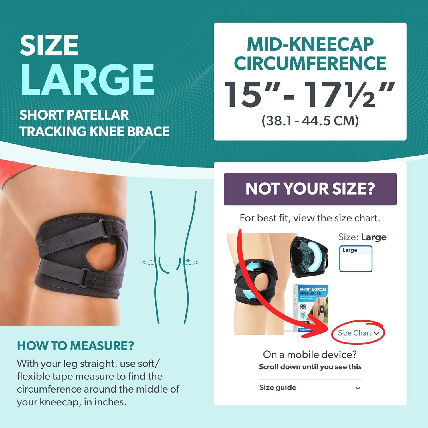 BraceAbility Patella Knee Brace for Women and Men - Patella Stabilizer Brace for Kneecap Dislocation, Patellofemoral Pain, Runners Knee, Tendonitis, MCL LCL Arthritis, Patellar Tendon, ACL Support (L)