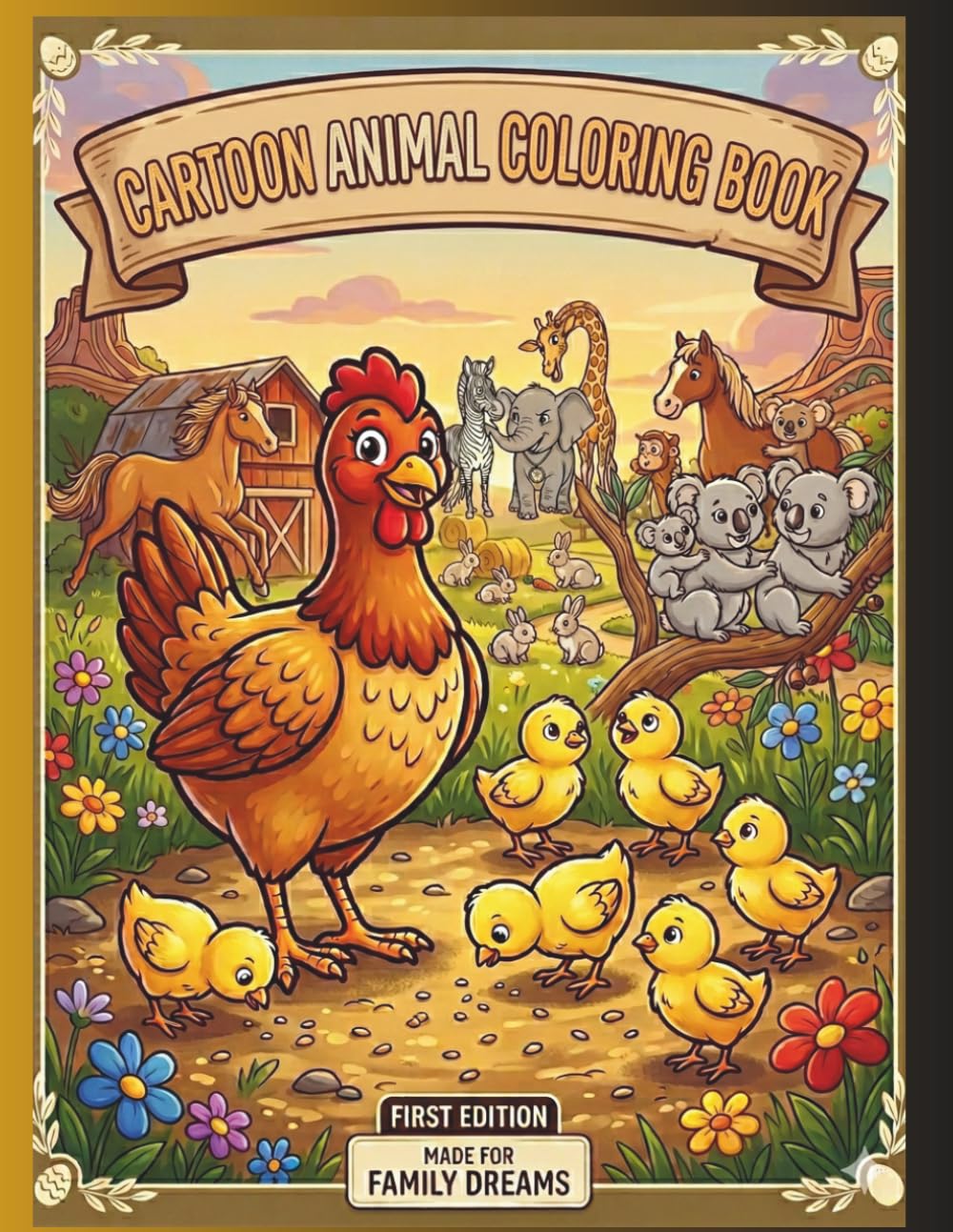 Cartoon Animal Coloring Book: Fun and Creative Illustrations of Farm and Wild Animals for Kids