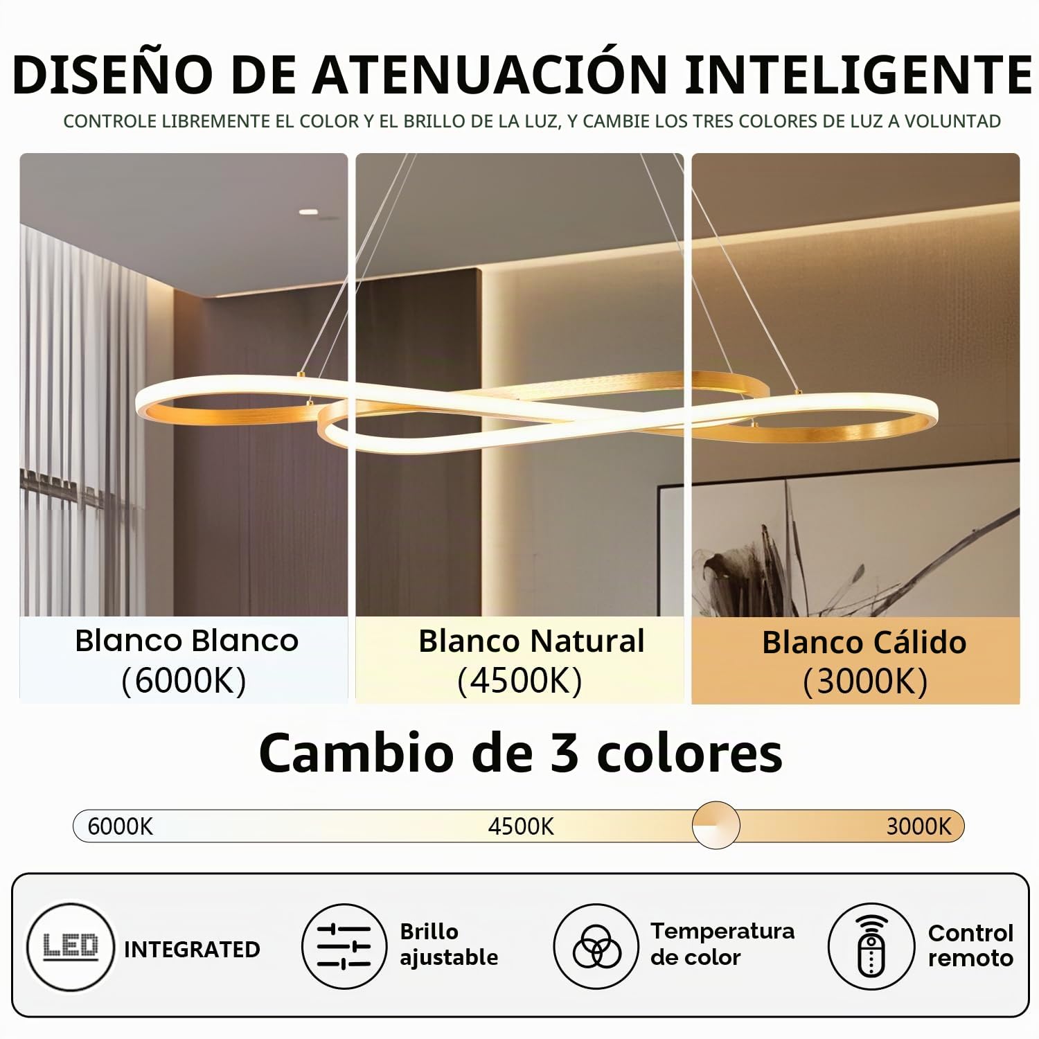 Lámpara de Araña LED Dorada para Iluminación de Isla de Cocina, Lámpara Colgante LED Moderna de 100 Centímetros, Altura Ajustable, Lámpara de Comedor de Oro Cepillado Sobre Mesa