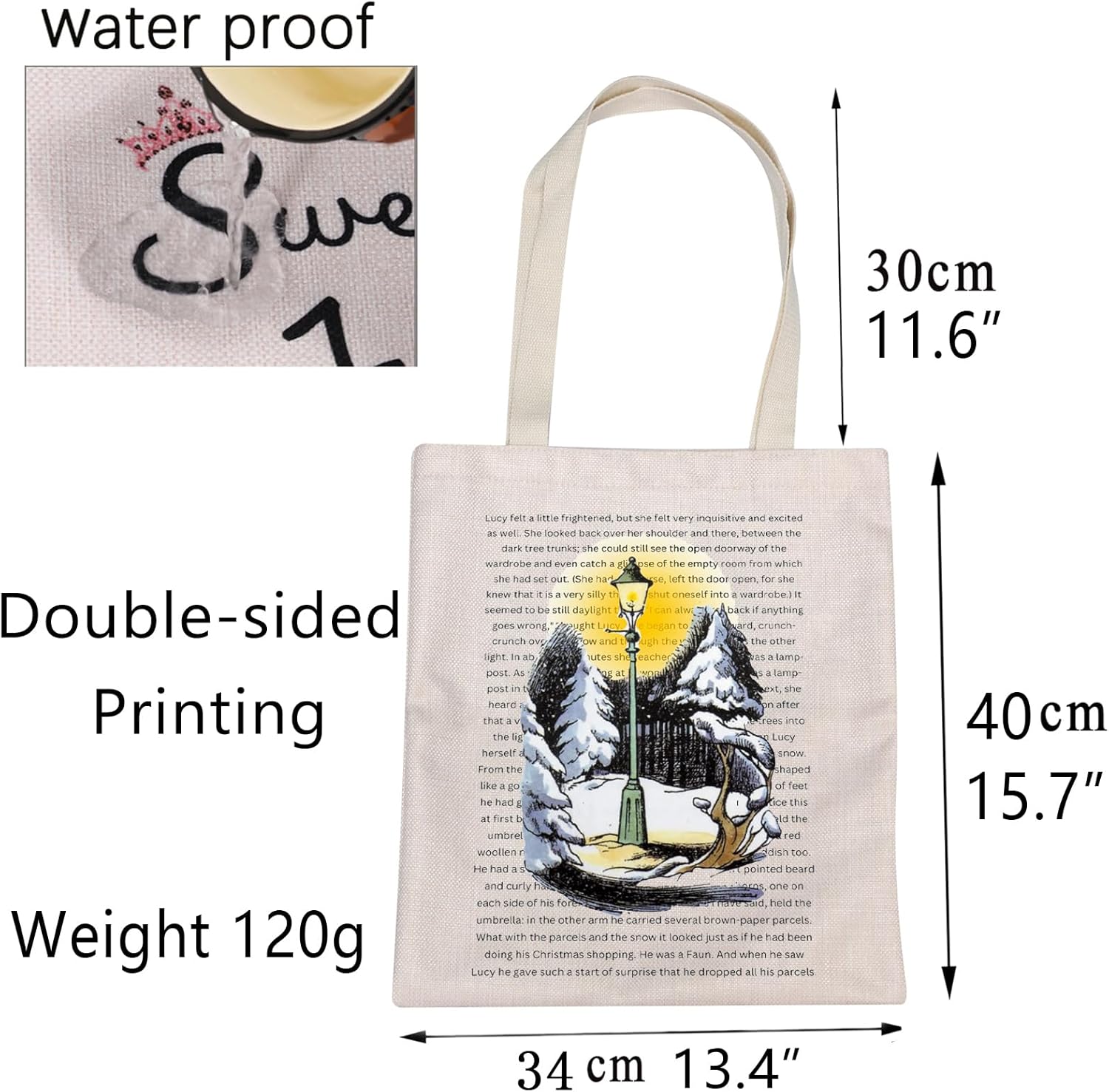 CMNIM Narnia Lamp Post Tote Bag Fantasy Inspired Book Lovers Literature Shopping Bag Bookish Book Nerd Gift - Image 3