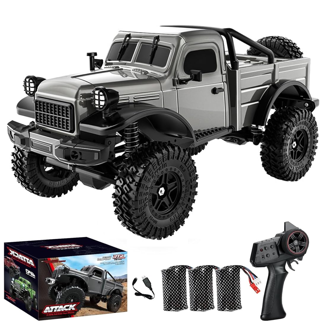 C8813 RC Rock Crawler Truck w skali 1/18 z oświetleniem LED, 2,4 GHz, 4 WD, 12 km/h, pickup RTR, pojazd terenowy, zdalnie sterowany samochód, prezent hobbystyczny dla dorosłych i hobbystów