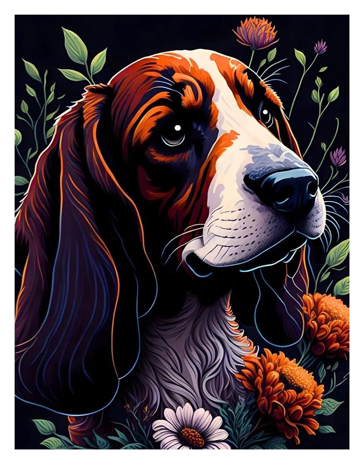 Peinture sur Toile Imprimée d'Animaux Floraux pour Éveiller la Curiosité de Bébé