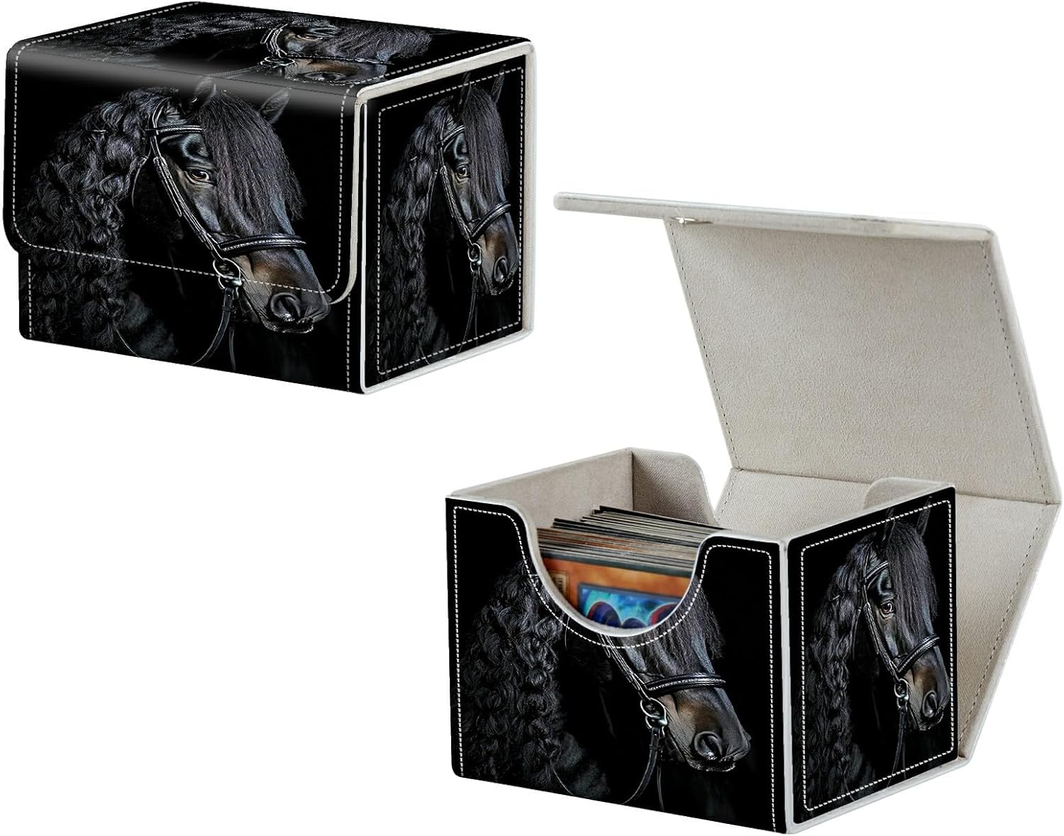Card Deck Box, MTG Commander Deck Box for Trading Cards, 100+ Sleeved Cards with PU Leather Magnetic Card Storage Box for TCG CCG Magic Cards - Night Owl