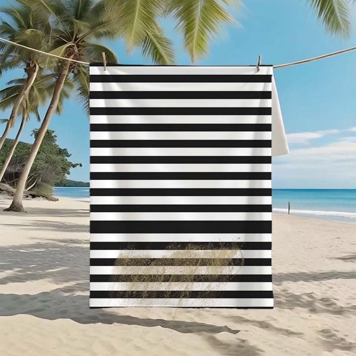 Telo Mare XXL 220x100cm/35x70cm, 2 Set Telo Mare Microfibra Moderno Asciugamano Palestra Uomo, Antisabbia, Leggero, Asciugatura Rapida, Teli da Spiaggia Grandi Accessori per Camping Natation Yoga C-7