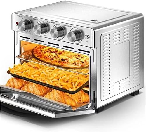 Freidora de aire, freidora de aire de 6 rebanadas de 26 cuartos de galón / 26 litros, sin aceite, combo de horno tostador extragrande, horno