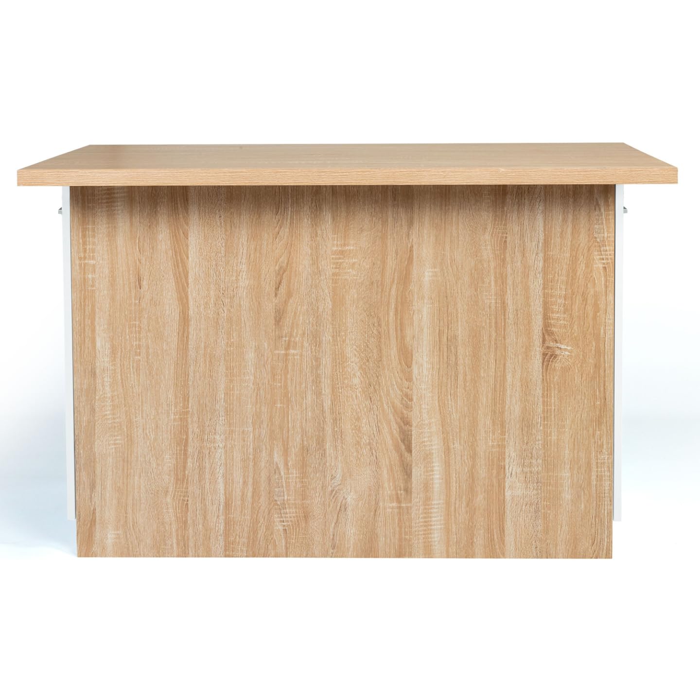 IDMarket - Ilot Central IVO 120 cm Bois façon hêtre Portes Blanches avec Plan de Travail