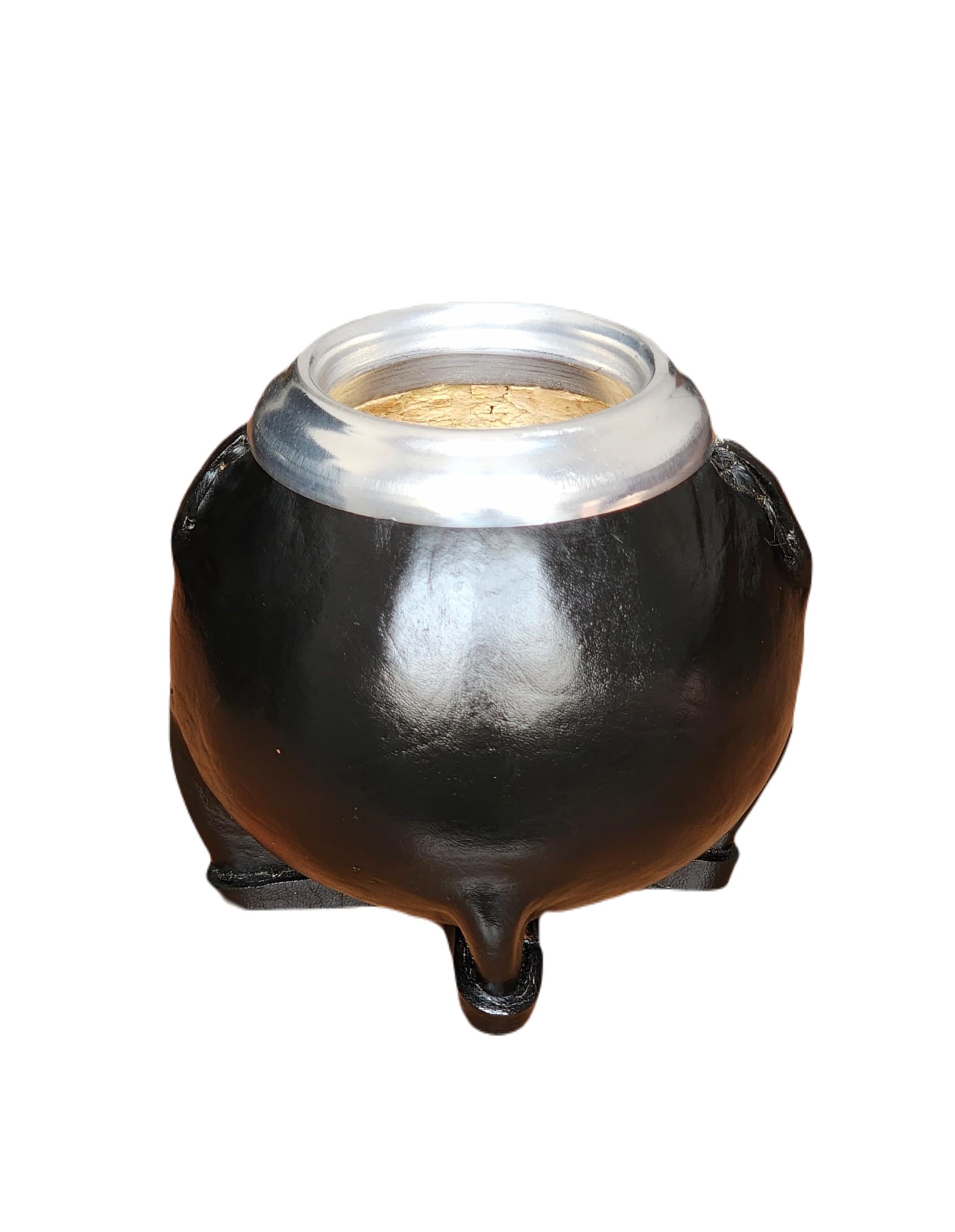 Argentyński ręcznie robiony matowy wykonany z naturalnej dyni i czarnej skóry, matowy ze stalową żarówką, Yerba Mate Gourd Cup, Matowy kubek
