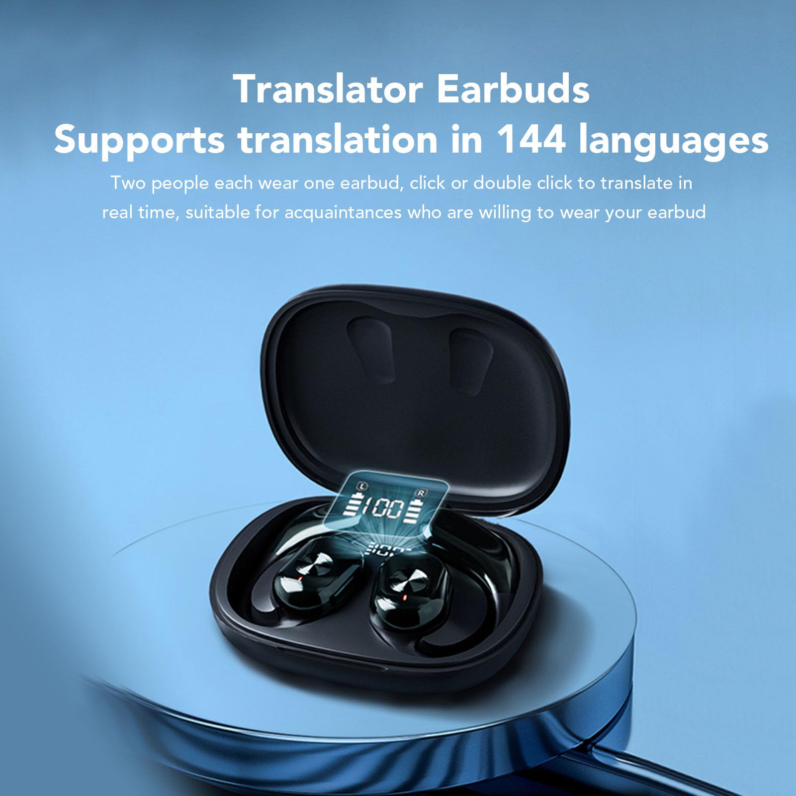 Language Translator Earbuds, 144 Languages Real Time Translation Earphones, 3 in 1 Translator Earbuds 144 Languages Accents, Translation Device Translation Earbuds in Real Time