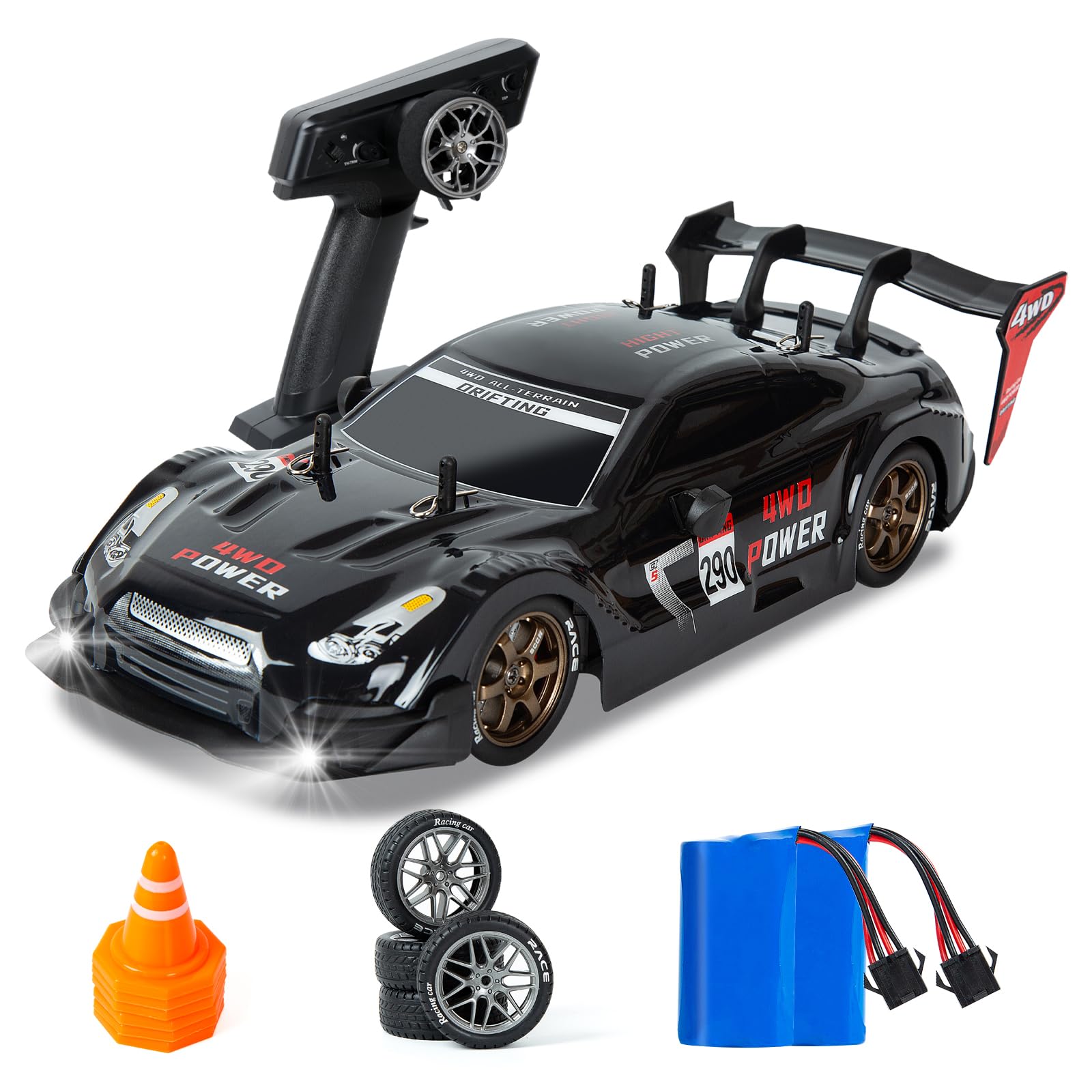 BORSTOYPRO RC Drift Car, 1:14 Remote Control Drift Cars with Proportional Steering and Throttle 4WD GT Drift RC Cars with Gyros Drifting Car Toy for Adults Boys Kids
