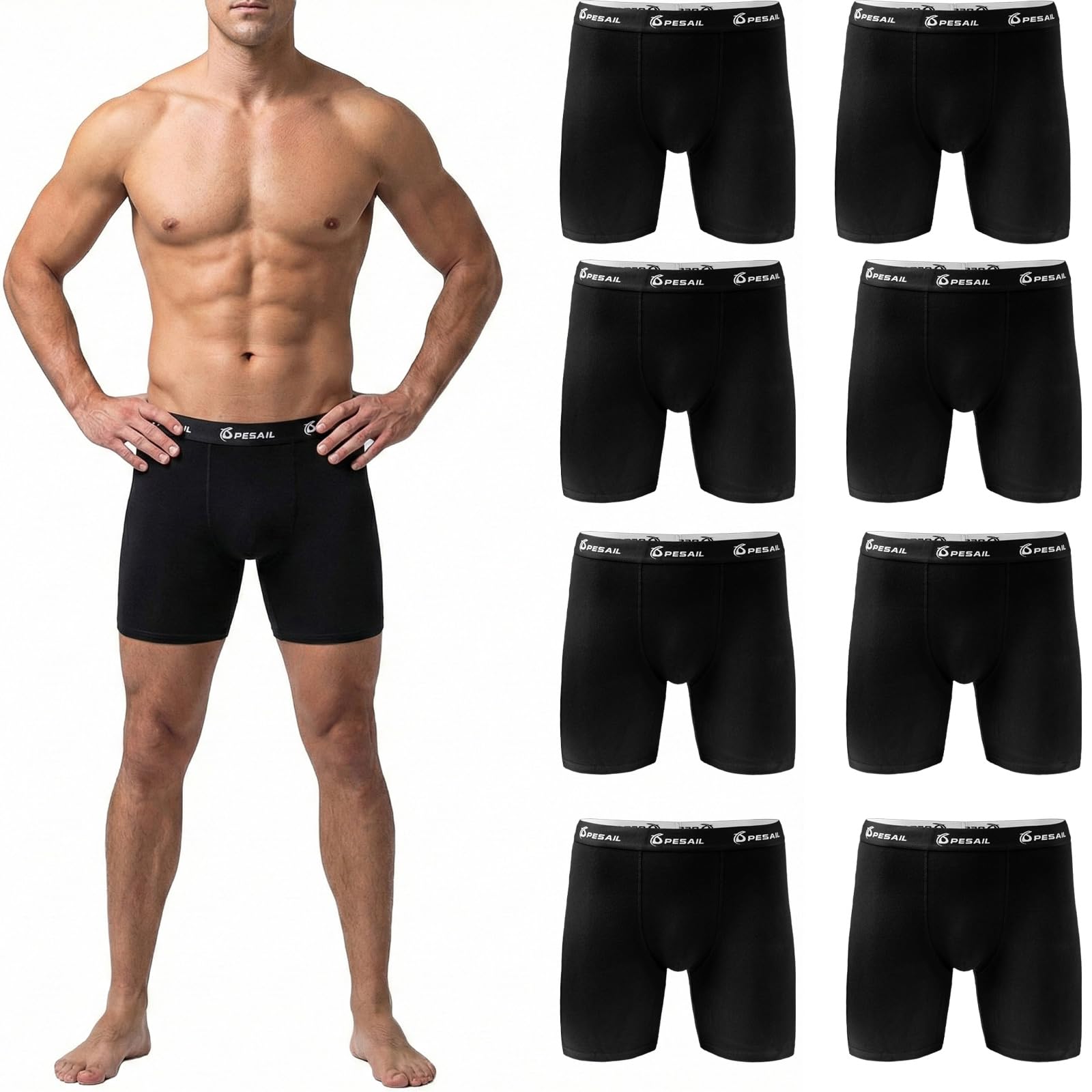 Herren Boxershorts, langes Bein, Baumwolle, 4er/8er Pack, Gr. M-6XL