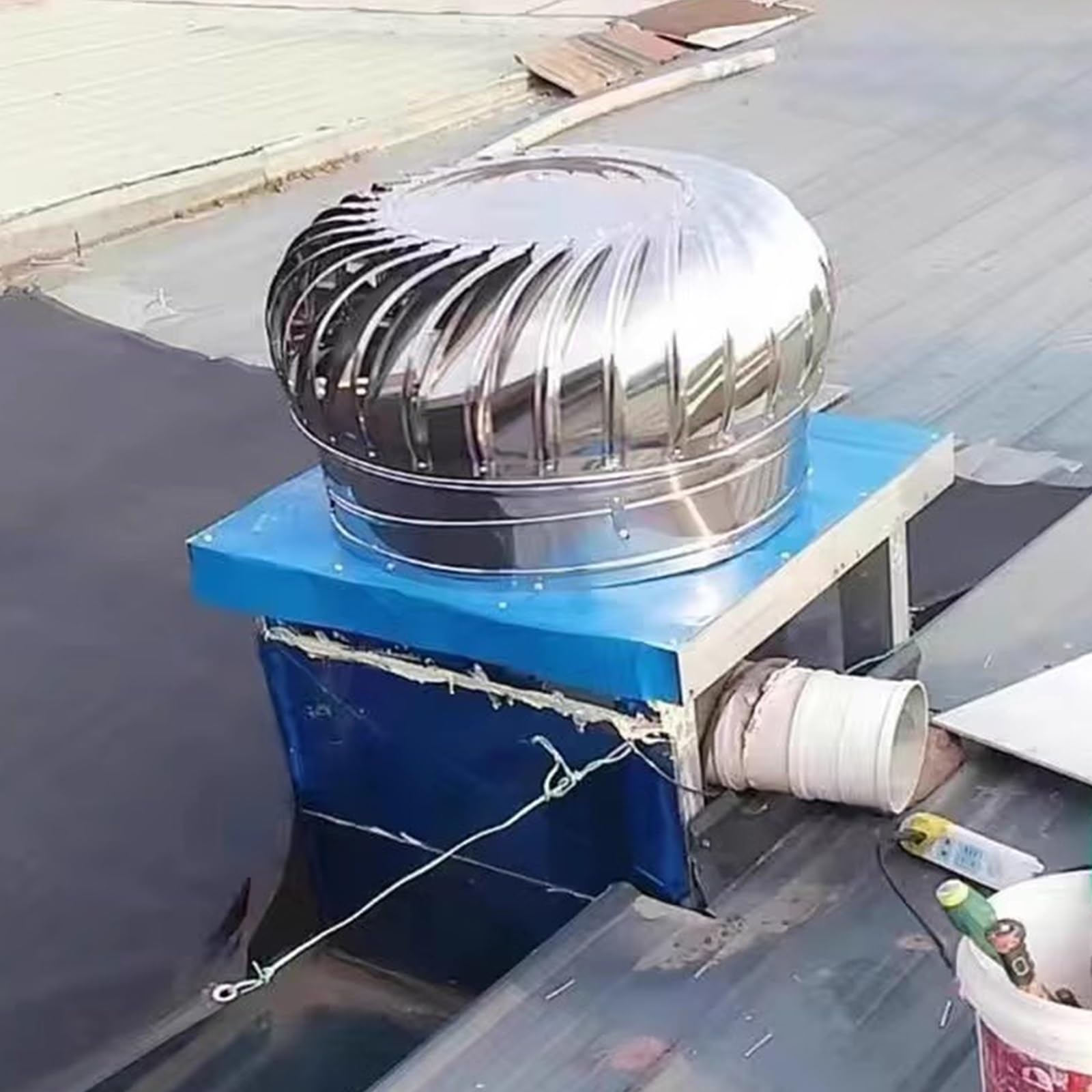 Wentylator turbinowy Obrotowy Nasada kominowa Wentylator Turbine Blower Wodoodporna Odporna na deszcz Stal nierdzewna Nasada kominowa Wyciąg Dach Poddasze Gospodarstwo Fabryka 200mm (Rozmiar: 400mm)