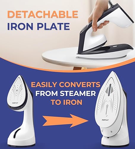Miniatura 4 de Vaporizador para ropa, vaporizador y plancha 2 en 1 de 1600 W con placa de cerámica grande, potente vapor turbo, control inteligente de temperatura,