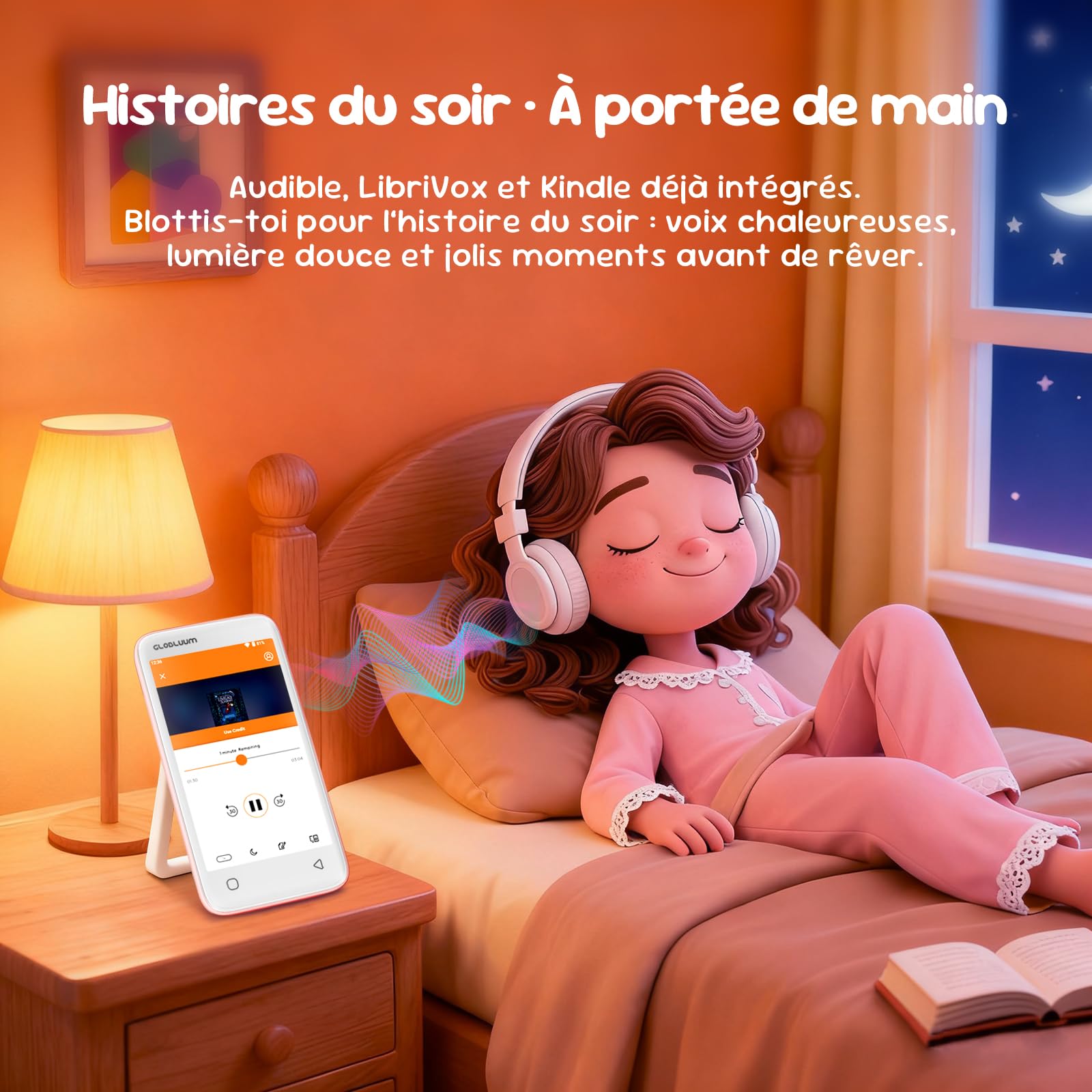 Lecteur MP3 pour Enfants avec contrôle Parental, accès à Spotify et Audible, 16 Go, Bluetooth et Wi-FI (Rose Cerisier)