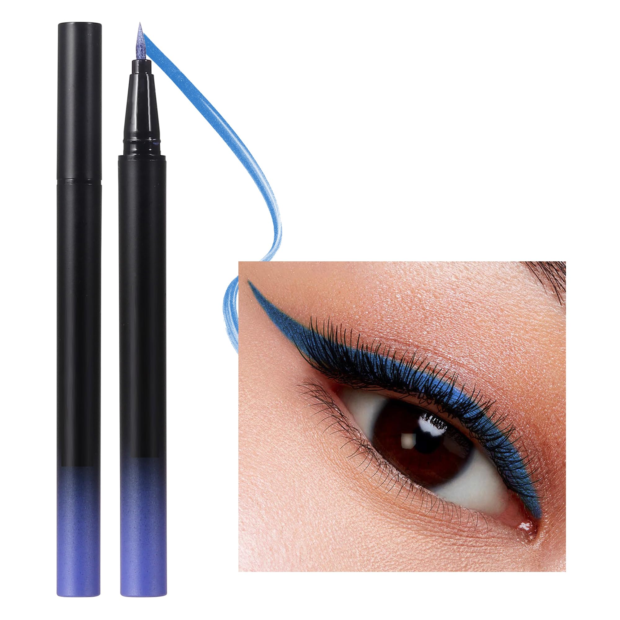 Vawolecy Long-Lasting Waterproof Glitter Eyeliner Pen | Vegan Shimmer Liquid Eyeliner with Metallic Satin Finish | Highly Pigmented, Smudge-Proof Eye Makeup for Day to Night