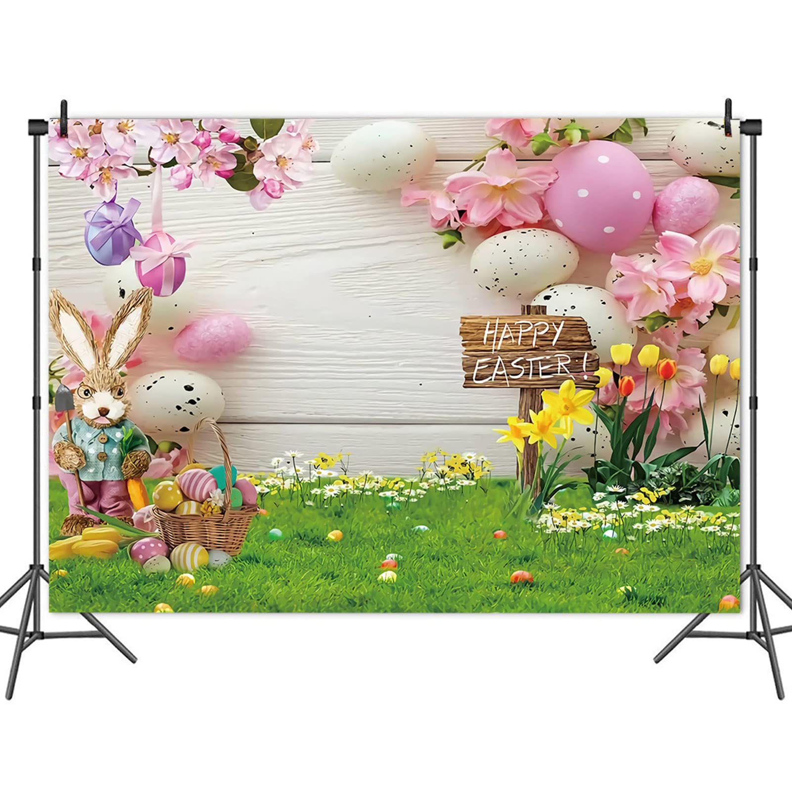 Fotohintergrund Vinyl 1,5 X 0,9 M – Motiv: Hase, Garten, Gras, Rustikaler Holz Für Studio, Babyparty & Portraits