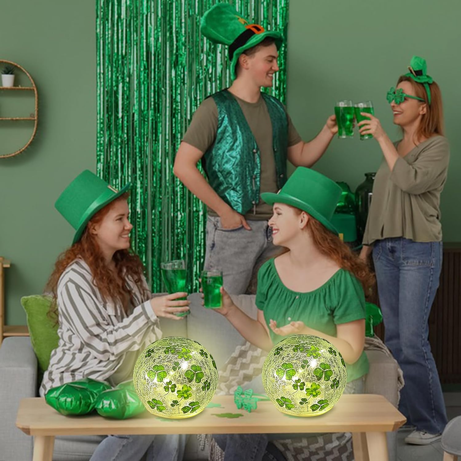2 Pcs St Patricks Day Decorations, 3.15'' St Patricks Day Table Decor Clover Decor Saint Patricks Day Decorations Irish Decorations St Patrick's Day Lights Lighted Shamrock for Home Indoor