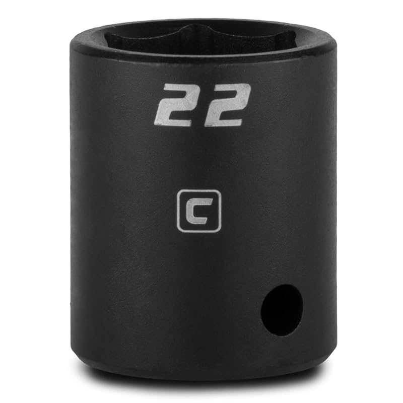 Soquete de Impacto Curto 22 mm Capri Tools, Encaixe de 12,7 mm (1/2 pol.), 6 Pontas