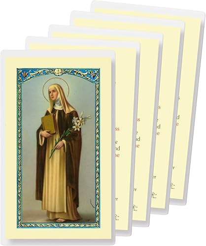 Needzo Tarjetas laminadas sagradas, oración de Santa Catalina de Siena, tamaño de bolsillo, folleto religioso sobre la marcha, 4.5 x 2.5 pulgadas,