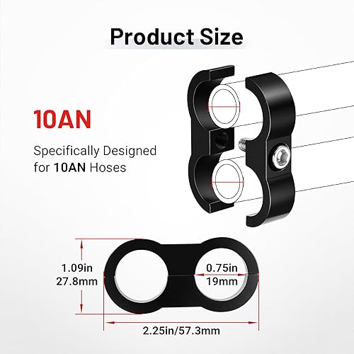 Miniatura 15 de EVIL ENERGY Abrazadera separadora de manguera 4AN, abrazadera de montaje de línea de combustible AN4, aluminio negro, 10