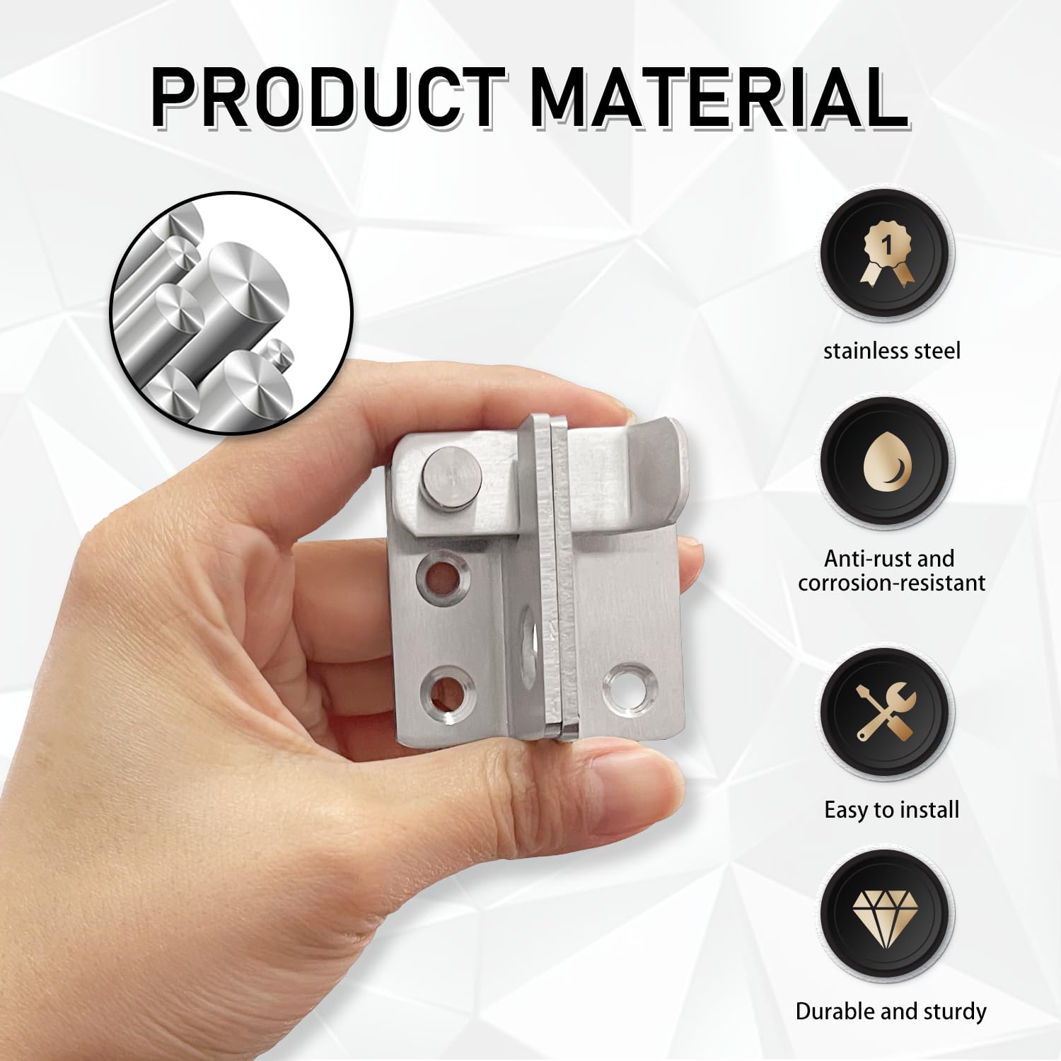 RYHHH®Shed Lock, 4.5mm (1.8 inch) Door Latch, Thicker Gate Lock for Barn Garden, Pet Cage, Outdoor, Garage, Window - Image 4