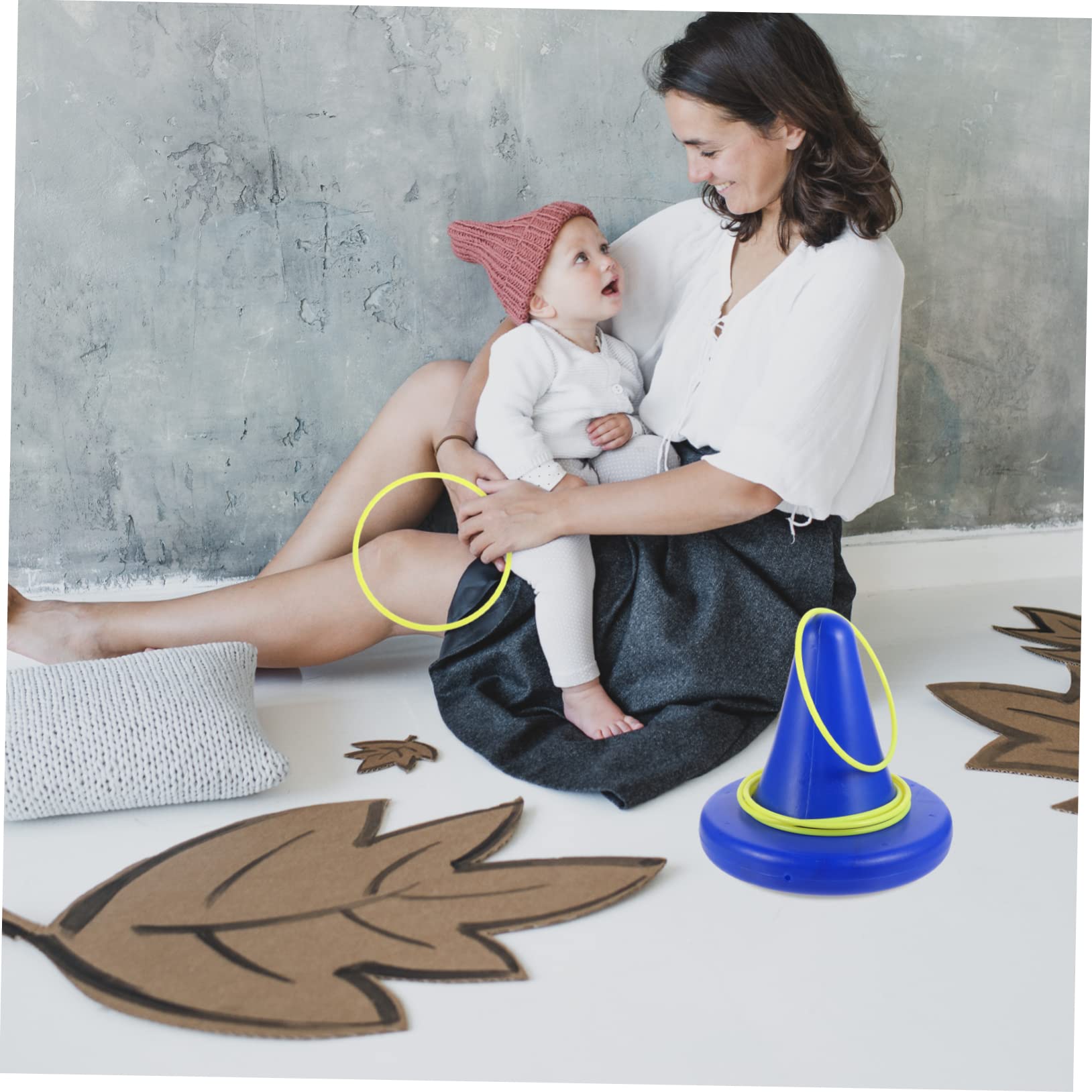 TOBBOMEY 1 Set Outdoor Balance Training Accessory Single Leg Stool Toss Game Rings for Physical Exercise Fun Playtime and Developmental Skills Random Color