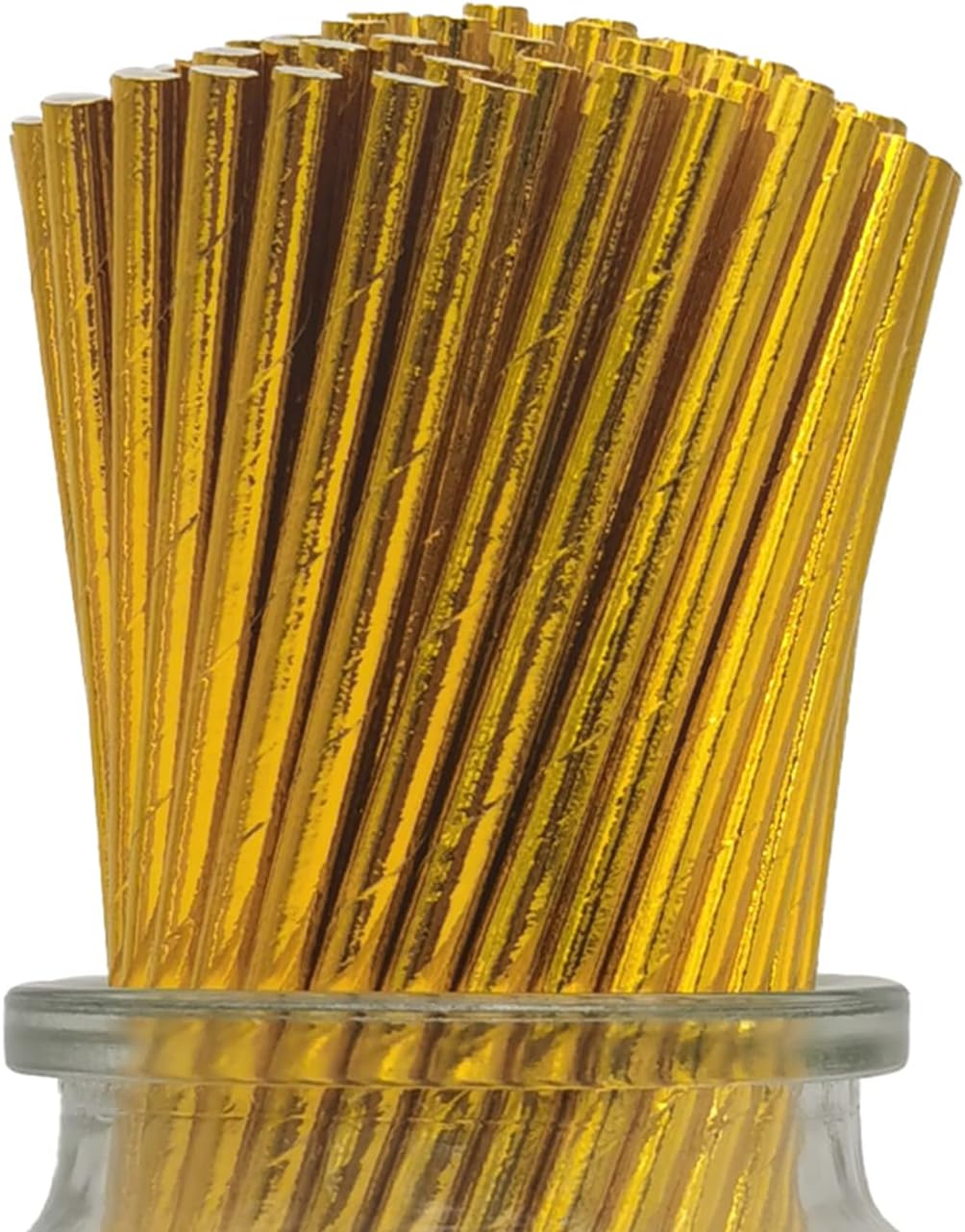 Foil Gold Paper Straws, 100-Pack Disposable Solid Golden Drinking Straw for Christmas Party Supplies, Cake Pop Sticks, Bridal Shower, Birthday, Wedding Decoration