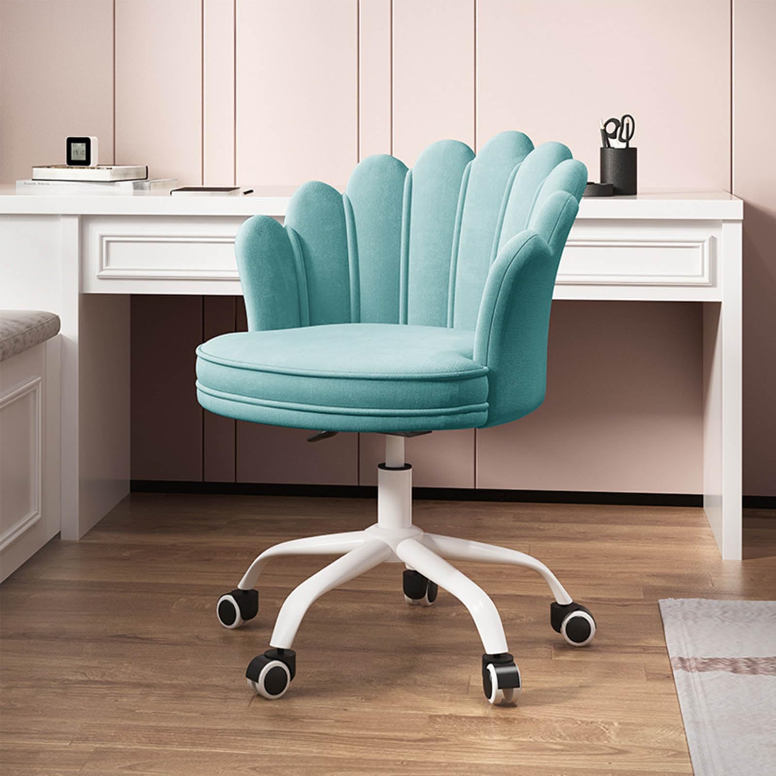 Chaise de bureau velours confortable hauteur réglable sans accoudoirs