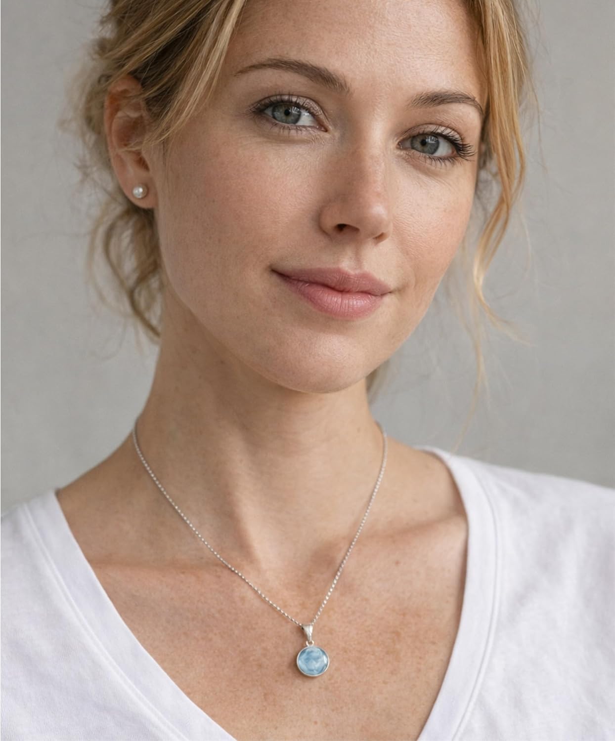 Beaux Bijoux Larimar Necklace for Women – Natural Larimar Pendant Necklace in 925 Sterling Silver – Caribbean Blue Gemstone - Unique Jewelry Gift