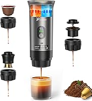 Yorenson Portable Self-Heating Espresso Maker: 20-Bar USB-C Travel Coffee Machine for Grounds, NS & DG Capsules - Ideal for Camping, Car, Office