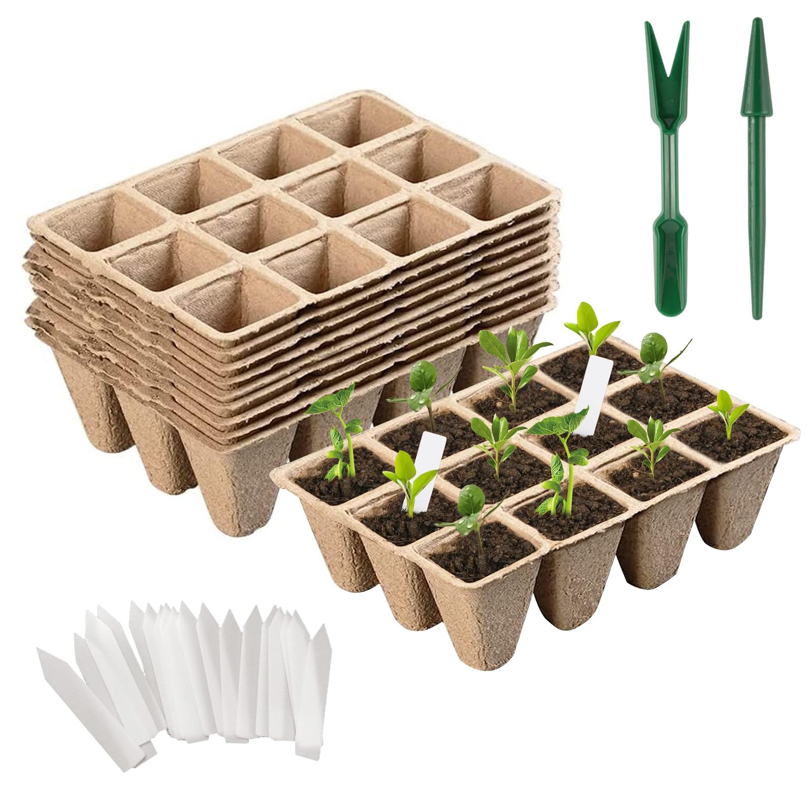 20Pcs 240 Cells Seed Trays Seedling Pots, Biodegradable Plant Pots Fibre Seed...