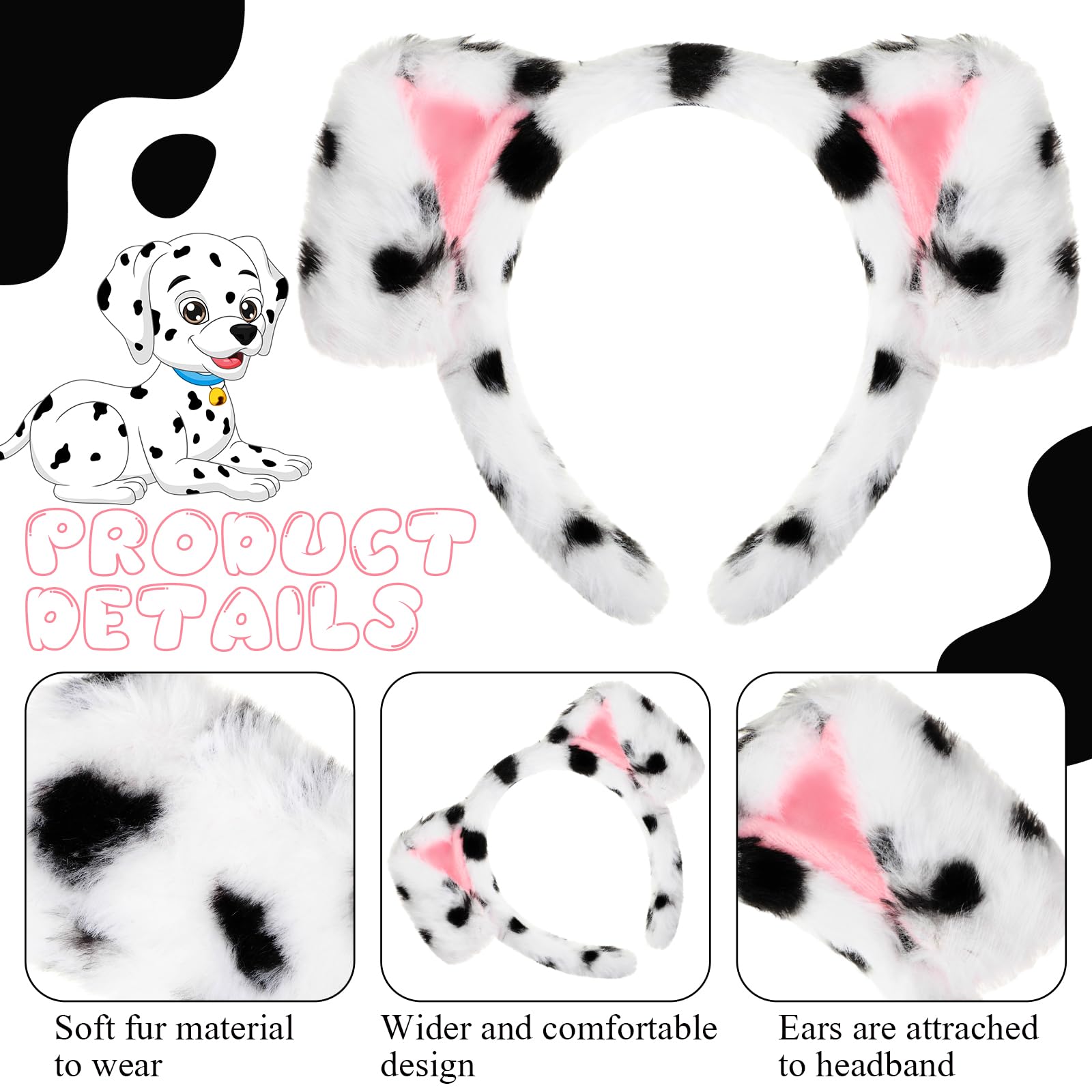 Animale dalmata Costume bambini Set orecchie di cane e coda Set con