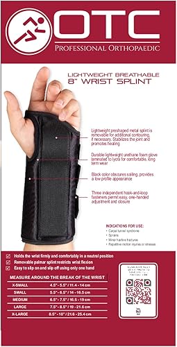 Miniatura 7 de OTC Férula de muñeca, soporte para adultos, mediano, 8 pulgadas (mano derecha)