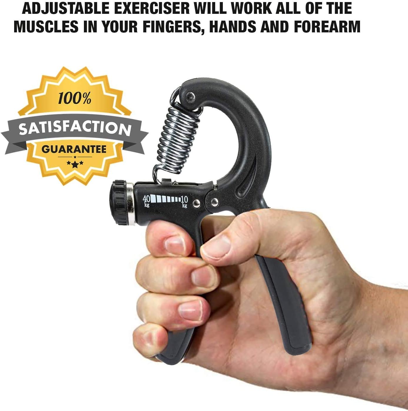 Eoney Hand Grip Strengthener Adjustable Hand Grip Exerciser?Hand Gripper with Resistance Range 22 to 88 Lbs(10-40kg) (Black) : Sports & Outdoors