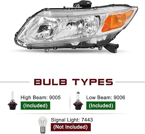 Miniatura 29 de JSBOYAT Conjunto de faros delanteros para Honda Civic 4Dr Sedan 2012-2015 2012-2013 Honda Civic 2Dr Coupe OE Style (Faro izquierdo del conductor)