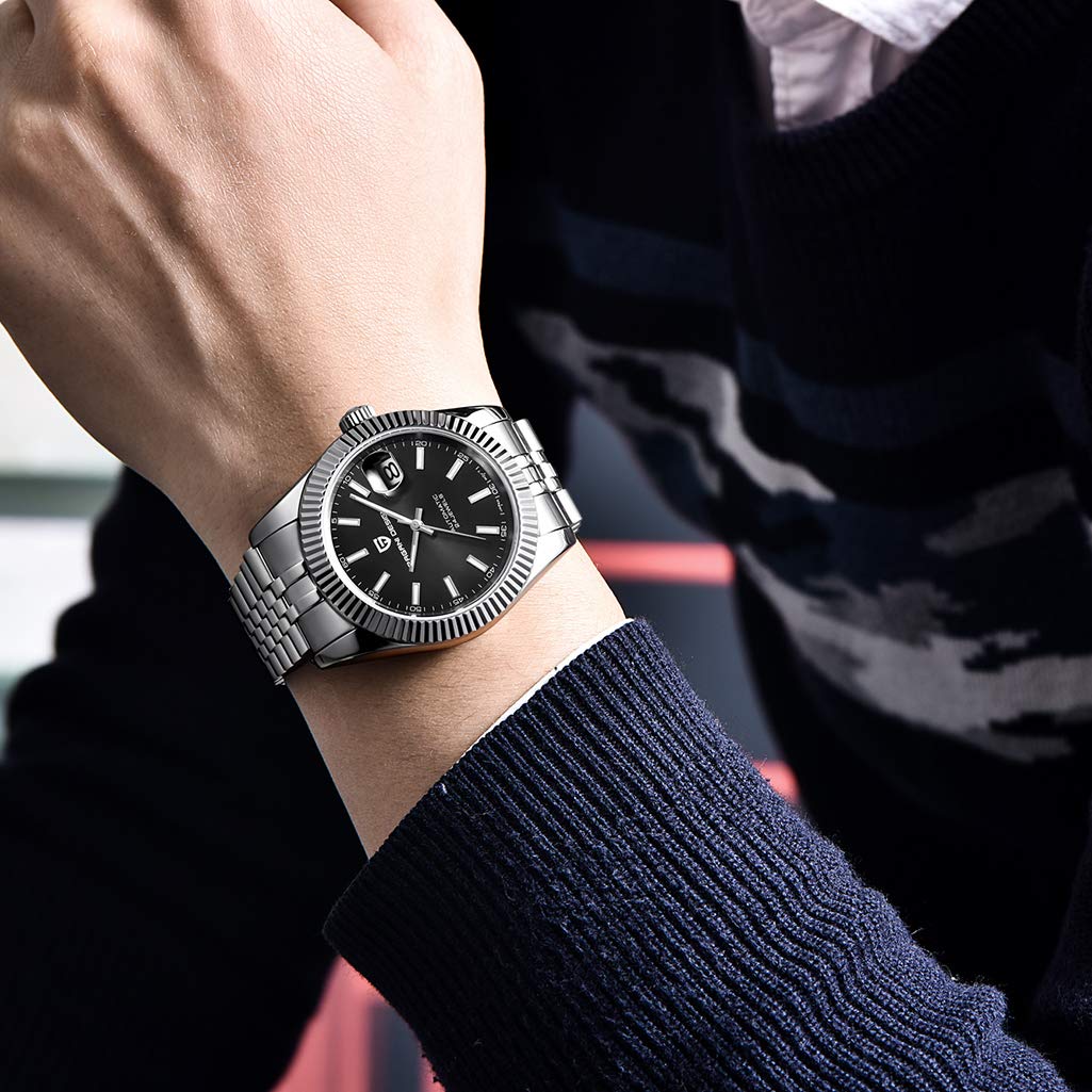 Pagani Design 1645 Herren-Automatikuhren für Herren, Japanisches NH35 Uhrwerk, modisch, Busisness, selbstaufziehend, Edelstahlband, wasserdicht, mechanisches Armband