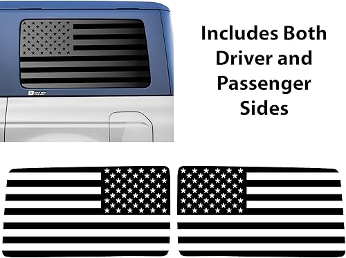 Miniatura 4 de BOGAR TECH DESIGNS Calcomanía de vinilo precortada con la bandera estadounidense para ventana de un cuarto compatible con Ford Bronco 2021-2026 de 4
