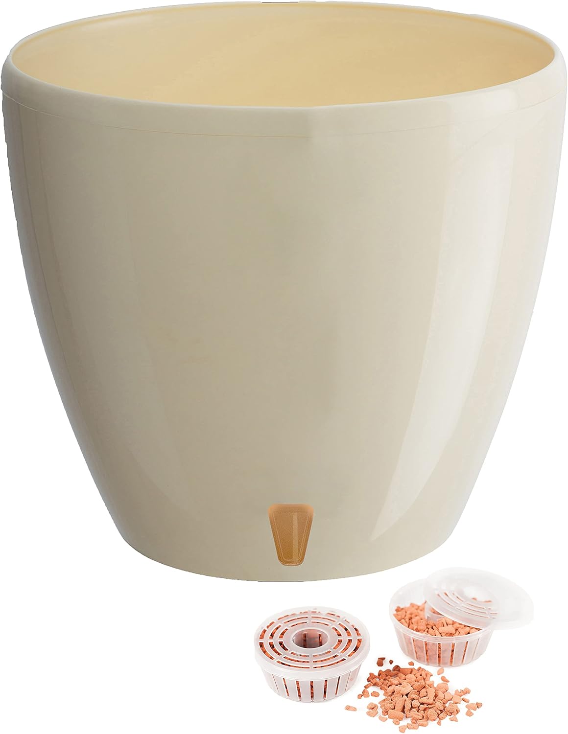 Indoor Decorative Flower Pot with Drainage Cartridge and Water Level Indicator Santino White