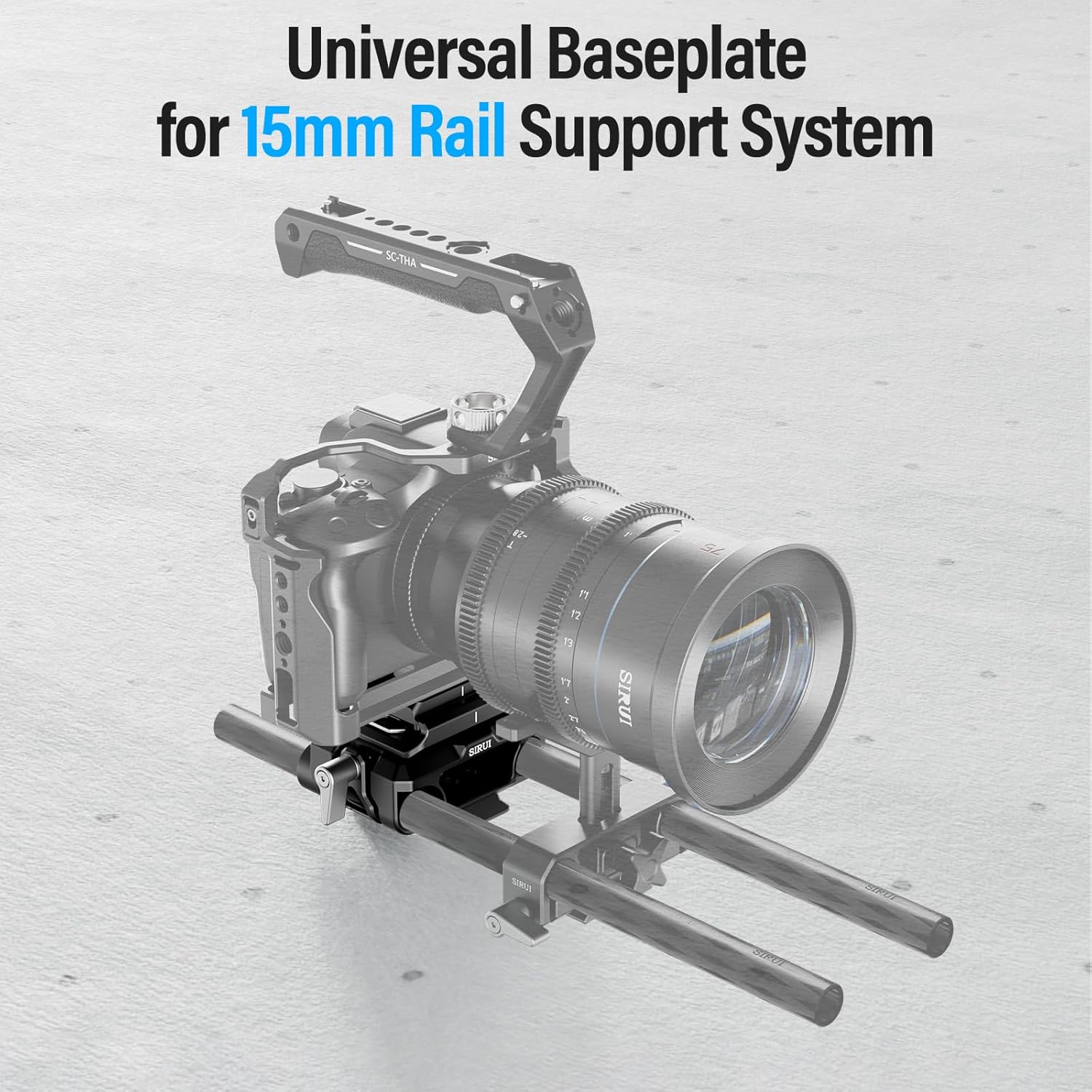 Sirui 15mm Rail Support System with Quick Release Plate, Camera Baseplate with Dual 15mm Rod Clamps for Tripod, Shoulder Rig, Follow Focus, AM-QA-LR - Image 5