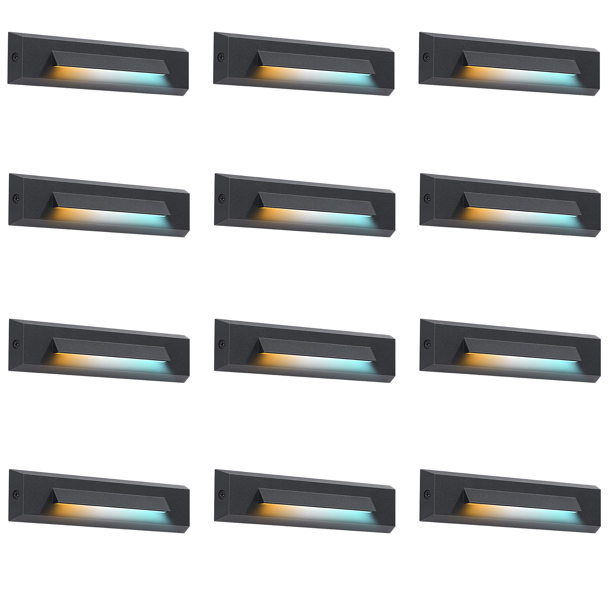 Photo 1 of CLOUDY BAY [12 Pack] 3 Color Low Voltage 12-24V LED Step Lights Outdoor,2.5W Landscape Cutoff Stair Riser Light,Deck Step Lights Exterior Accent Lighting Fixtures,Wet Location,Black