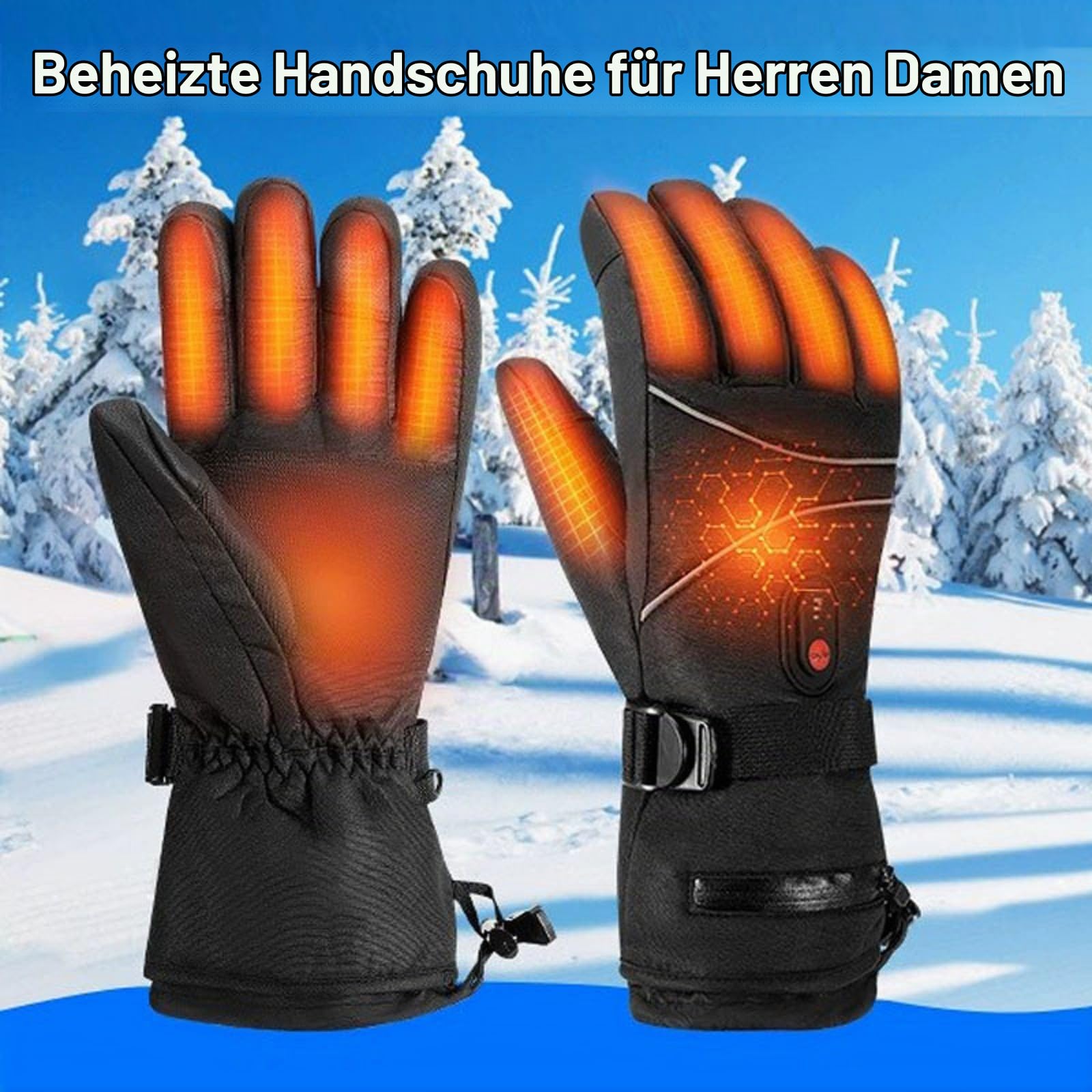 Beheizbare Handschuhe Damen Herren,7.4V 4000 mAh Akku USB Beheizte Handschuhe, 3 Heizstufen,Touchscreen Beheizbare Motorradhandschuhe,fur kifahren,Wandern,Radfahren,Motorradfahren