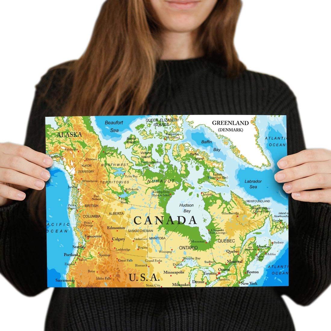 Destination Vinyl Ltd Multi Destination Vinyl Posters A4 - Canada Map Canadian Travel Art Print 29.7 X 21 Cm 280Gsm Satin Gloss Photo Paper #3164